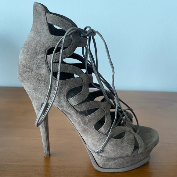 YSL Saint Laurent Suede Gladiator Heel Sandal - Picture 13 of 16
